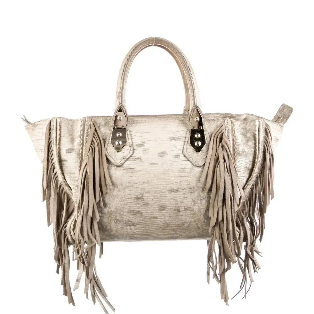 Henri Bendel Brunch Fringed Tote - Lizard